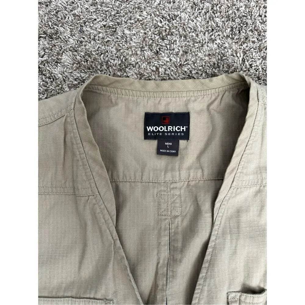 Woolrich elite series tactical zip up vest khaki tan fishing hiking men’s size L